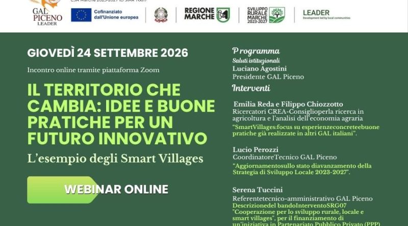 Smart Villages e innovazione rurale: il webinar promosso dal GAL Piceno Smart Villages e innovazione rurale: il webinar promosso dal GAL Piceno